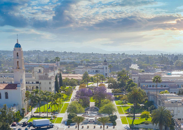Students pose inside the JCP for Commencement 2023.