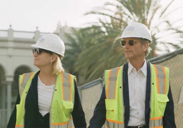 Don and Ellie Knauss at the construction site near the business school