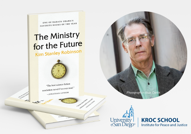 Science fiction writer Kim Stanley Robinson spoke at the Kroc Institute for Peace and Justice
