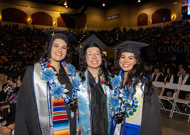 Students pose inside the JCP for Commencement 2023.