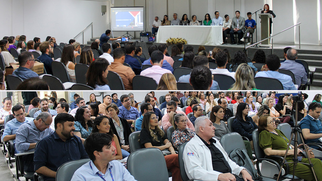 Docentes e gestores da UPE durante o evento no auditório da FENSG