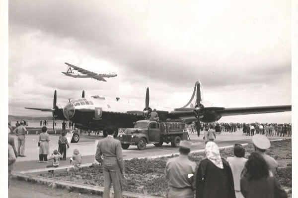 Black and white image of WWII planes