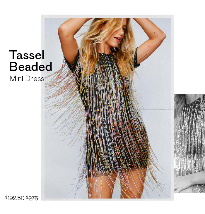 tassel beaded mini shift dress