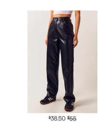 petite faux leather straight leg pants