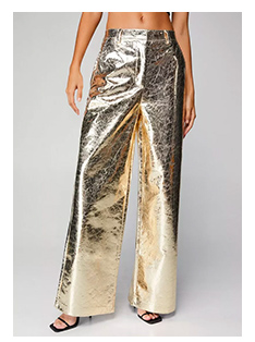 Metallic Crackle Wide Leg Trousers