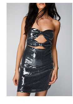 Bow Detail Sequin Mini Dress