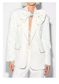 Premium Embellished Diamante Bow Neck Blazer