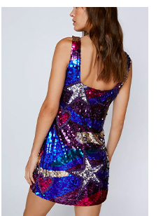 Sequin Star And Heart Mini Dress