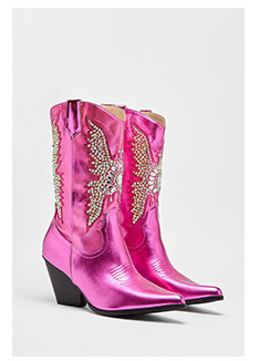 Metallic Embellished Western Boots