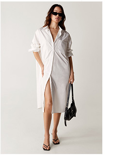 Side Split Midi Shirt Dress