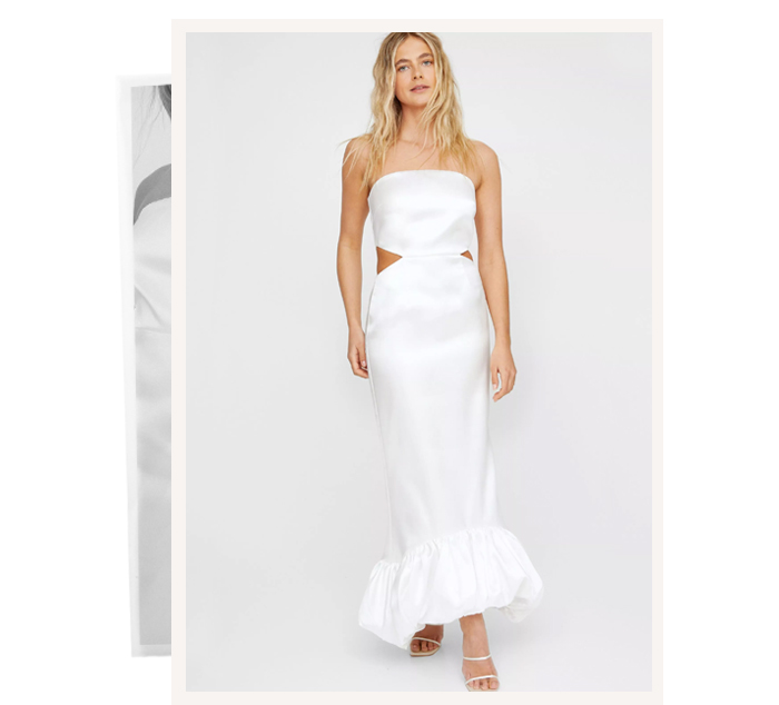 Structured Puffball Hem Midi Dress