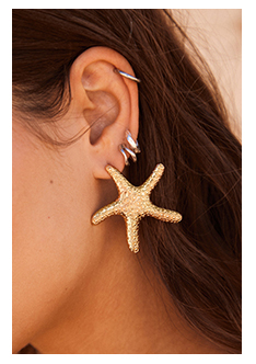 Oversized Textured Star Fish Earrings