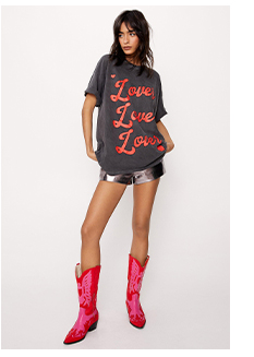 Lover Graphic Washed Oversized T-Shirt