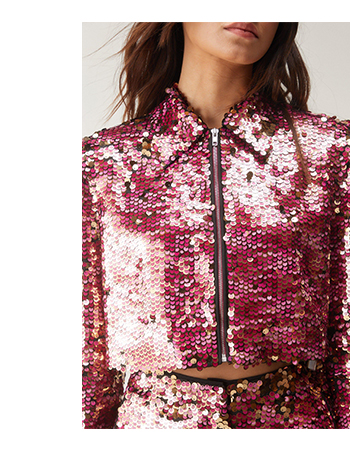 Premium Sequin Tailored Cropped Jacket