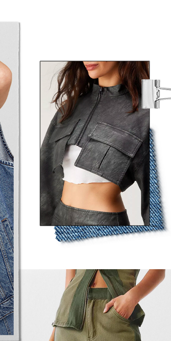 Pocket Detail Cropped Faux Leather Jacket