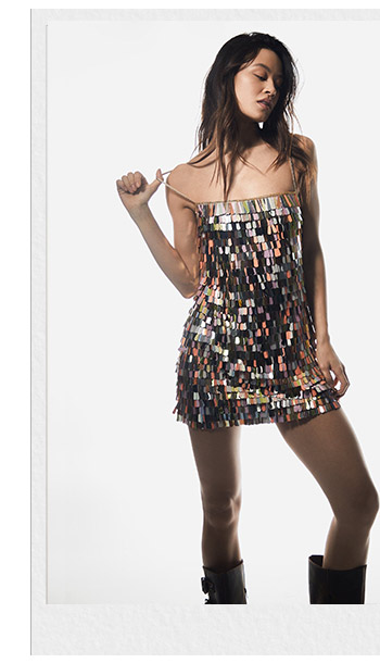 All Over Embellished Sequin Mini Dress