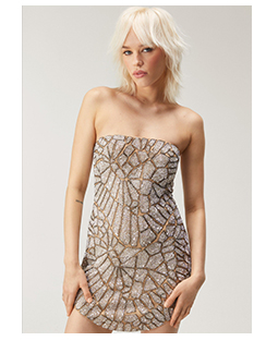 Embellished Curve Hem Bandeau Mini Dress