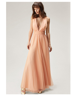 Tulle Plunge Maxi Dress