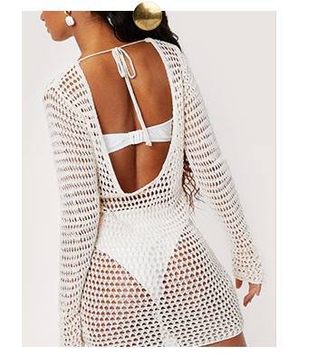 Crochet Low Back Mini Beach Cover Up Dress