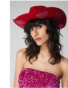 Heart Embellished Detail Cowboy Hat