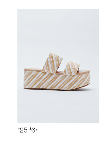 stripe raffia platform sandals