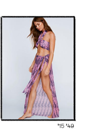 tie dye plisse multiway top-maxi skirt set