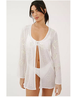Premium Hand Embellished Pearl Sequin Tie Front Mini Dress