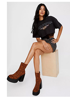 Leopard Print Platform Ankle Boots