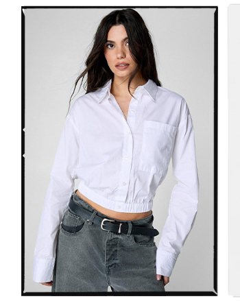 Cotton Poplin Elasticated Hem Shirt