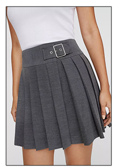 Tailored Buckle Pleated Mini Skirt