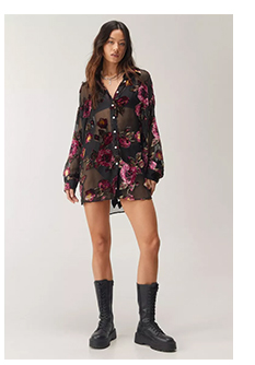 Devore Oversized Sheer Floral Shirt