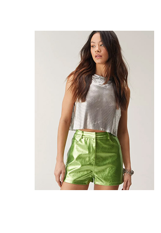 Premium Metallic Faux Leather Booty Shorts