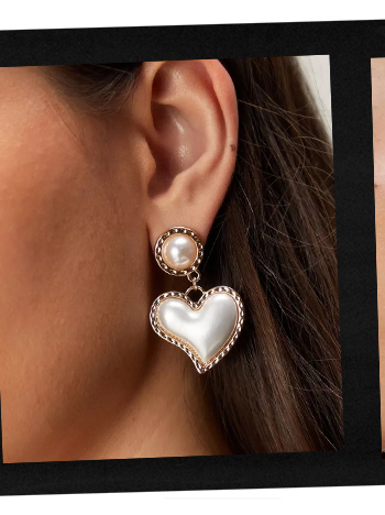 Pearl Heart Drop Earrings