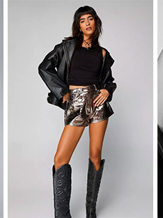 faux leather metallic croc shorts