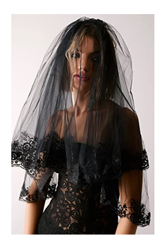 Mesh Lace Trim Bridal Veil