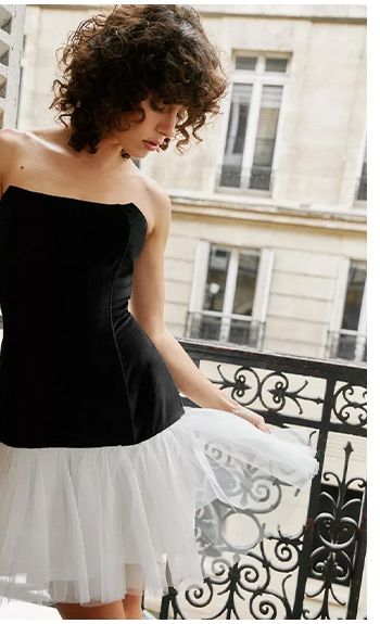 Corset Velvet Tulle Hem Bandeau Dress