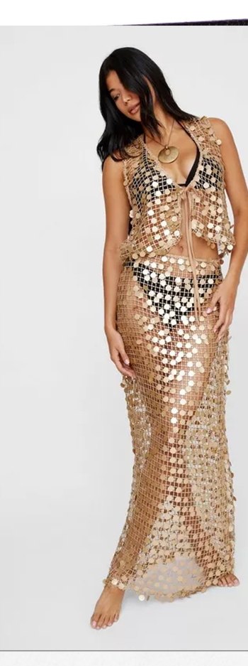 Sequin Crochet Maxi Beach Skirt