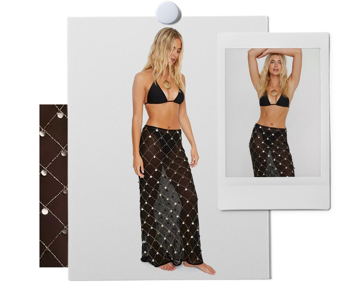 Coin Hand Beaded Maxi Skirt