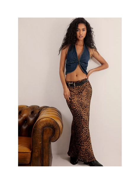 Leopard Devore Maxi Skirt