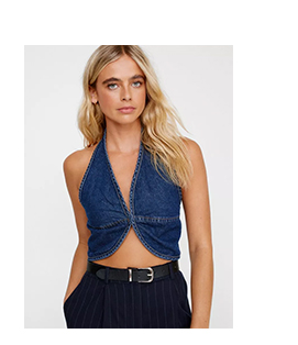 Denim Halterneck Top