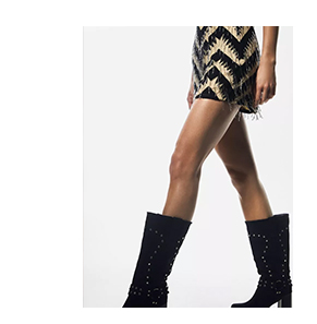 Faux Suede Slouchy Studded Harness Boot