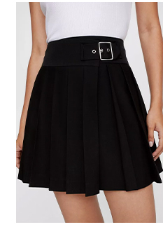 Tailored Buckle Pleated Mini Skirt