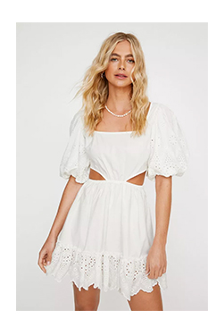 Broderie Border Cut Out Skater Dress