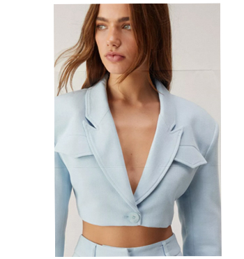 Premium Linen Crop Blazer