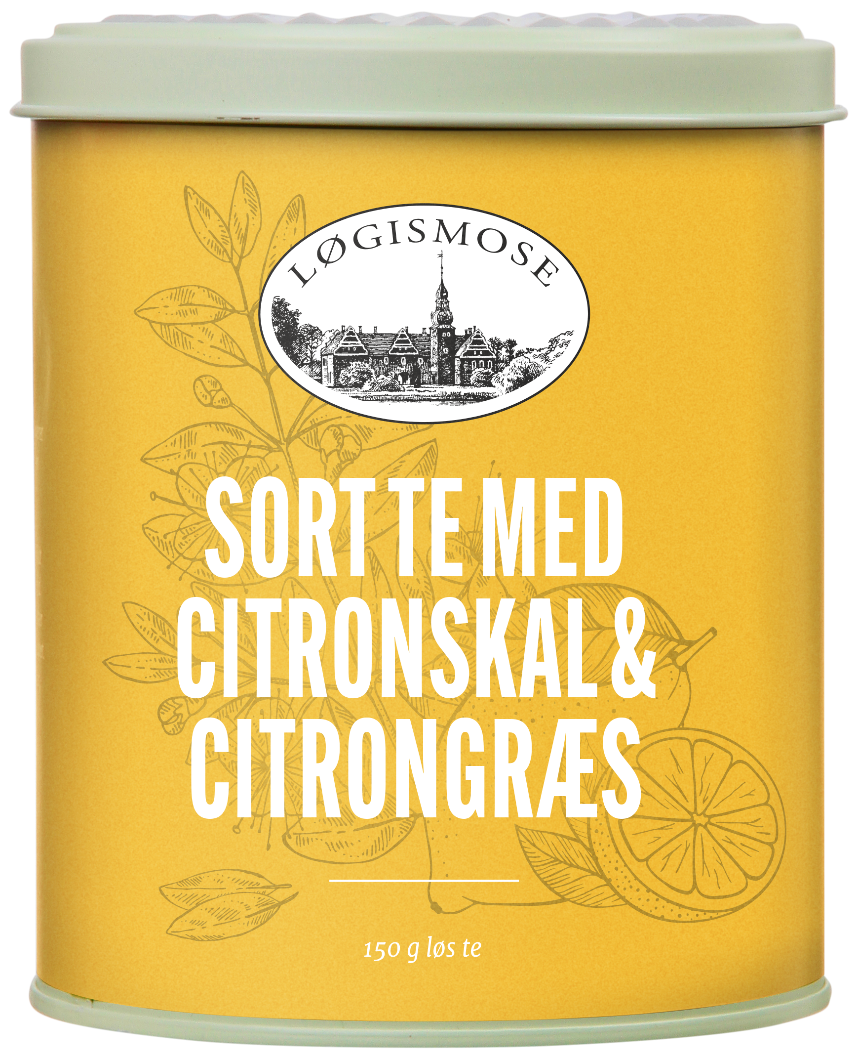 Sort te med citronskal og citrongræs