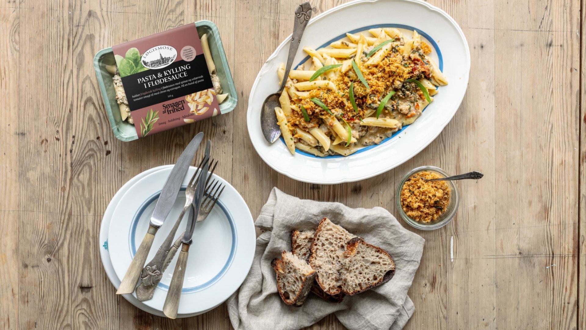 Løgismose pasta og kylling i flødesauce