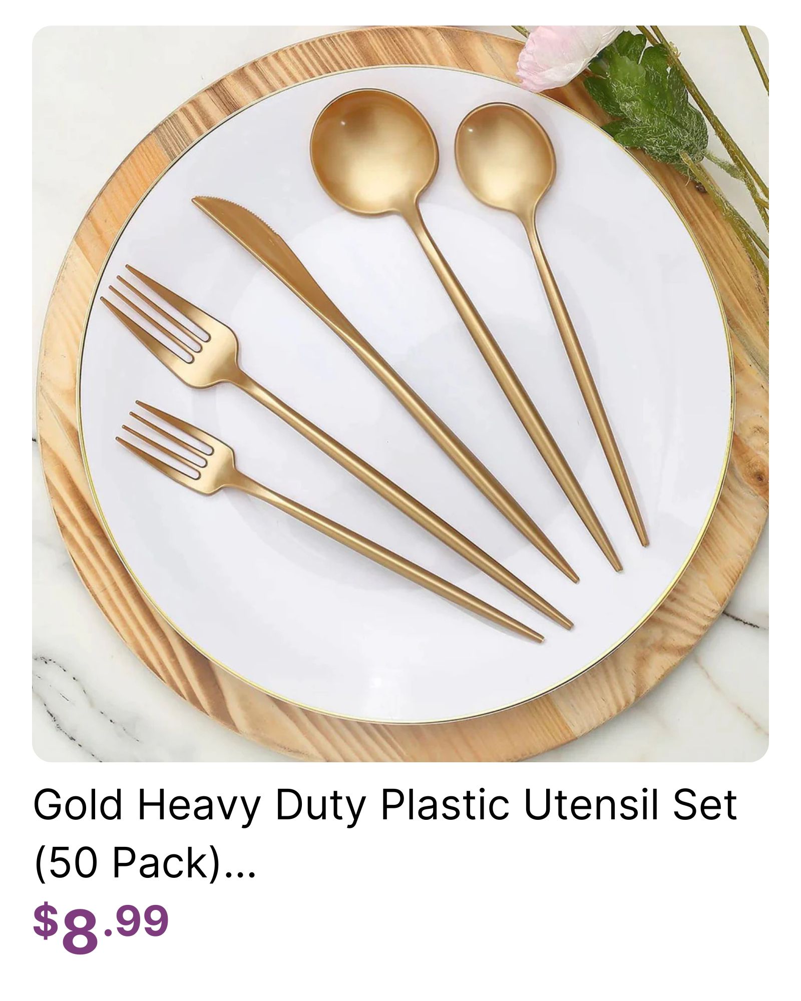 Gold Heavy Duty Plastic Utensil Set