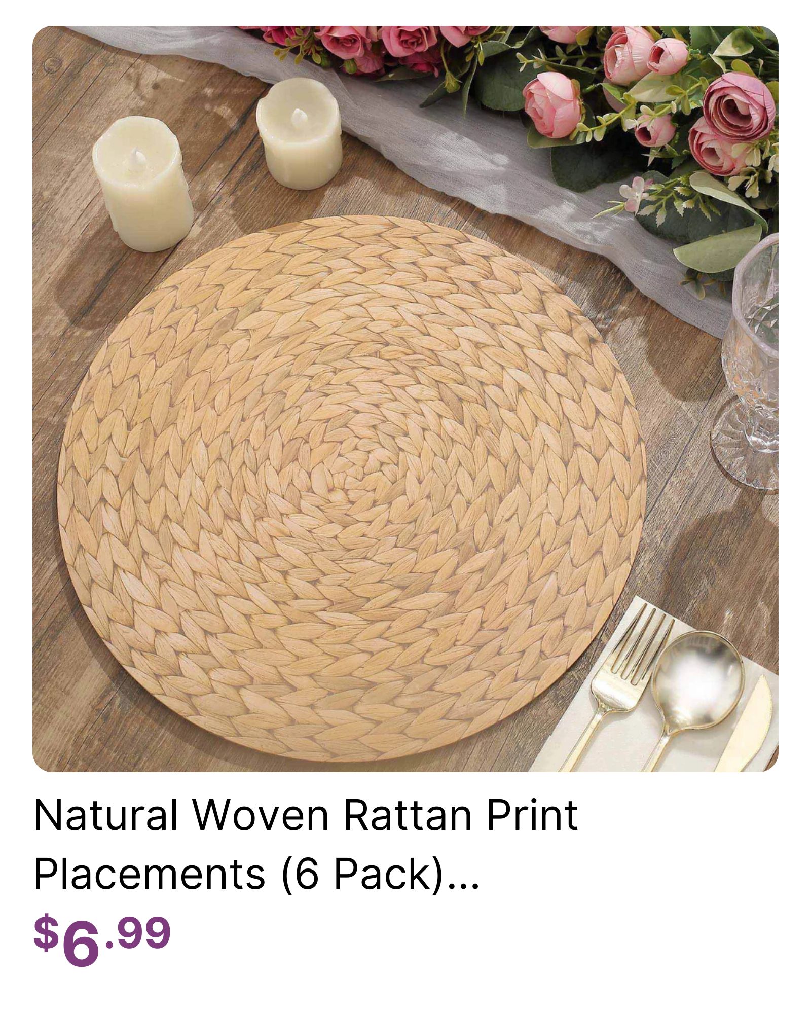 Natural Woven Rattan Print Cardstock Paper Placemats