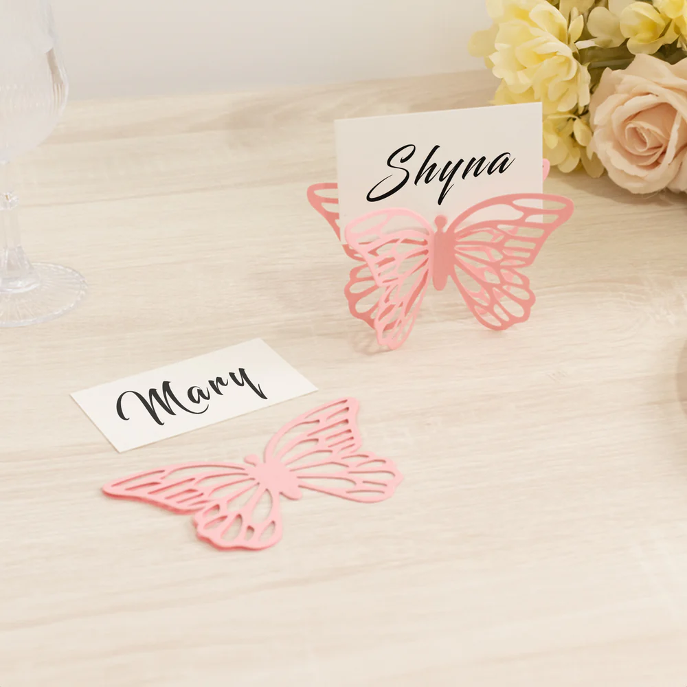 Pink Butterfly Paper Place Card Holders 