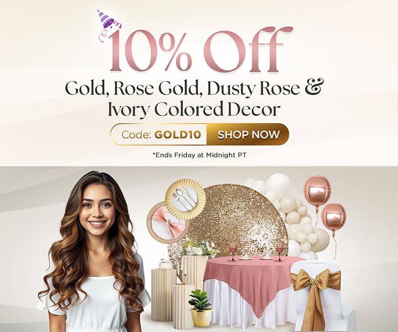 10% Off Gold, Rose Gold, Dusty Rose, & Ivory Colored Decor